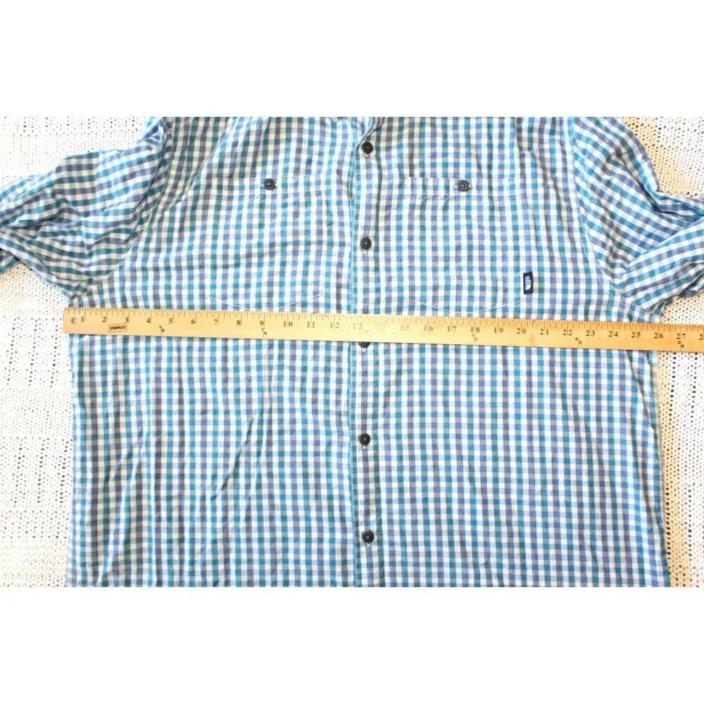 The North Face Men Plaid Shirt Blue & White Button down Size XXL Long Sleeve